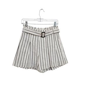 Moon River High Waist Black and White Striped Shorts